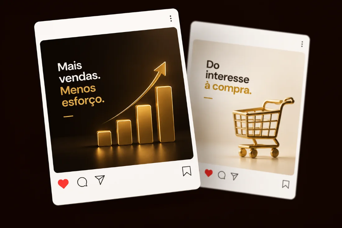 Dois criativos de anúncio em formato de post